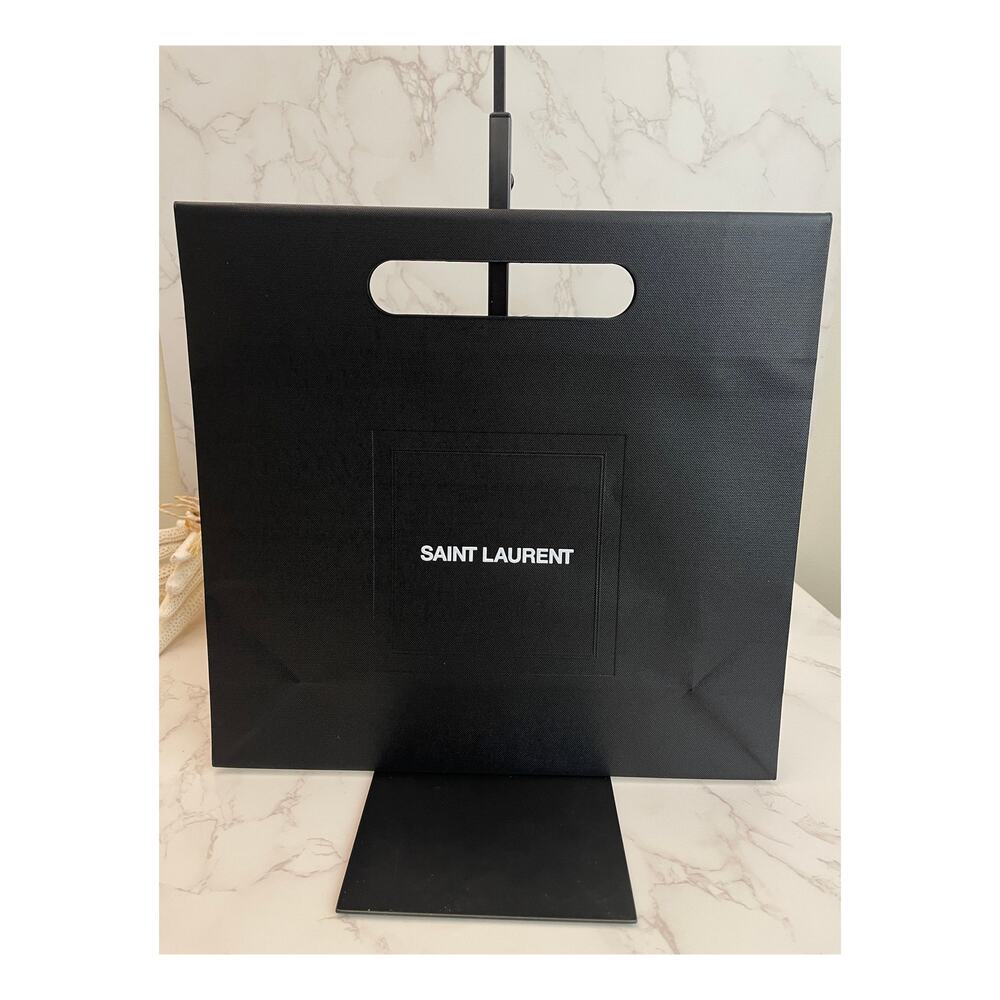 Saint Laurent Heavy-Duty Paper Shopping Bag Fold-Over Flap Die-Cut Handle